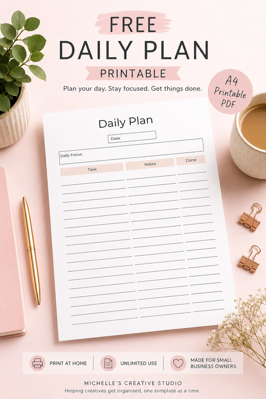FREE Daily Plan Printable for Small Business Owners